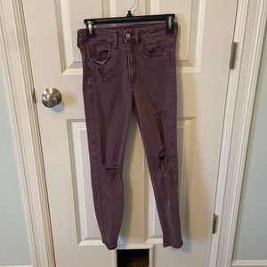 American Eagle Distressed Purple High Waisted Jeggings